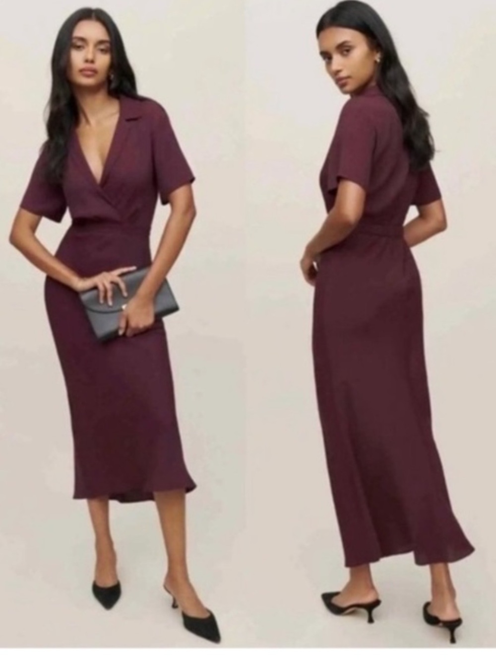 Reformation Plum Midi Wrap Dress